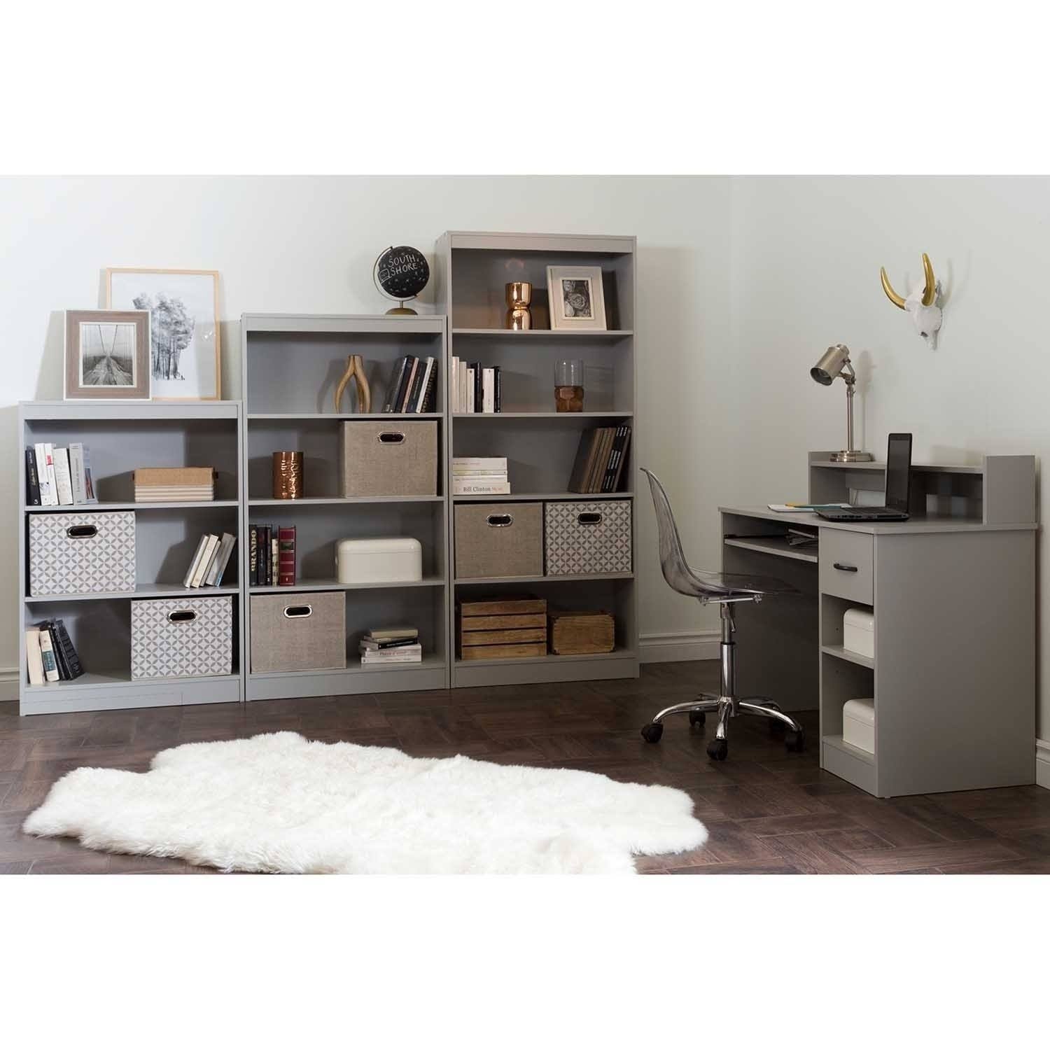 3-Shelf Bookcase, Soft Gray X9077
