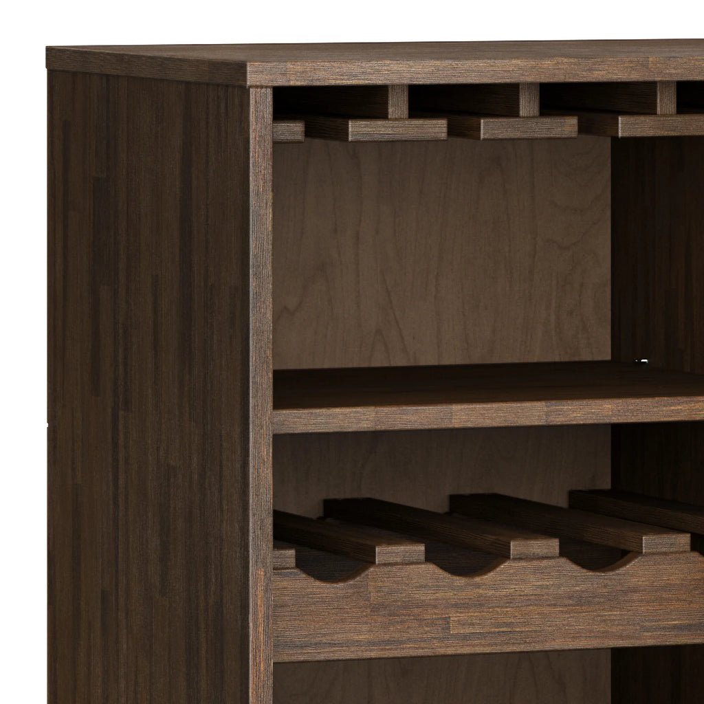 Rustic Natural Aged Brown Solid Acacia Wood Wine Cabinet X827