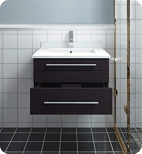 Espresso Wall Hung Bathroom Cabinet with Top and Undermount Sink A976