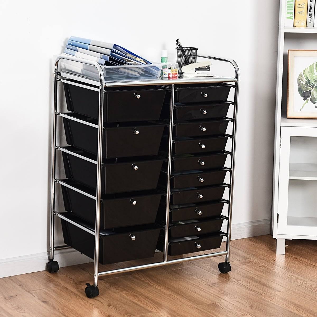 Blue 15-Drawer Rolling Utility Cart with Wheels Z944