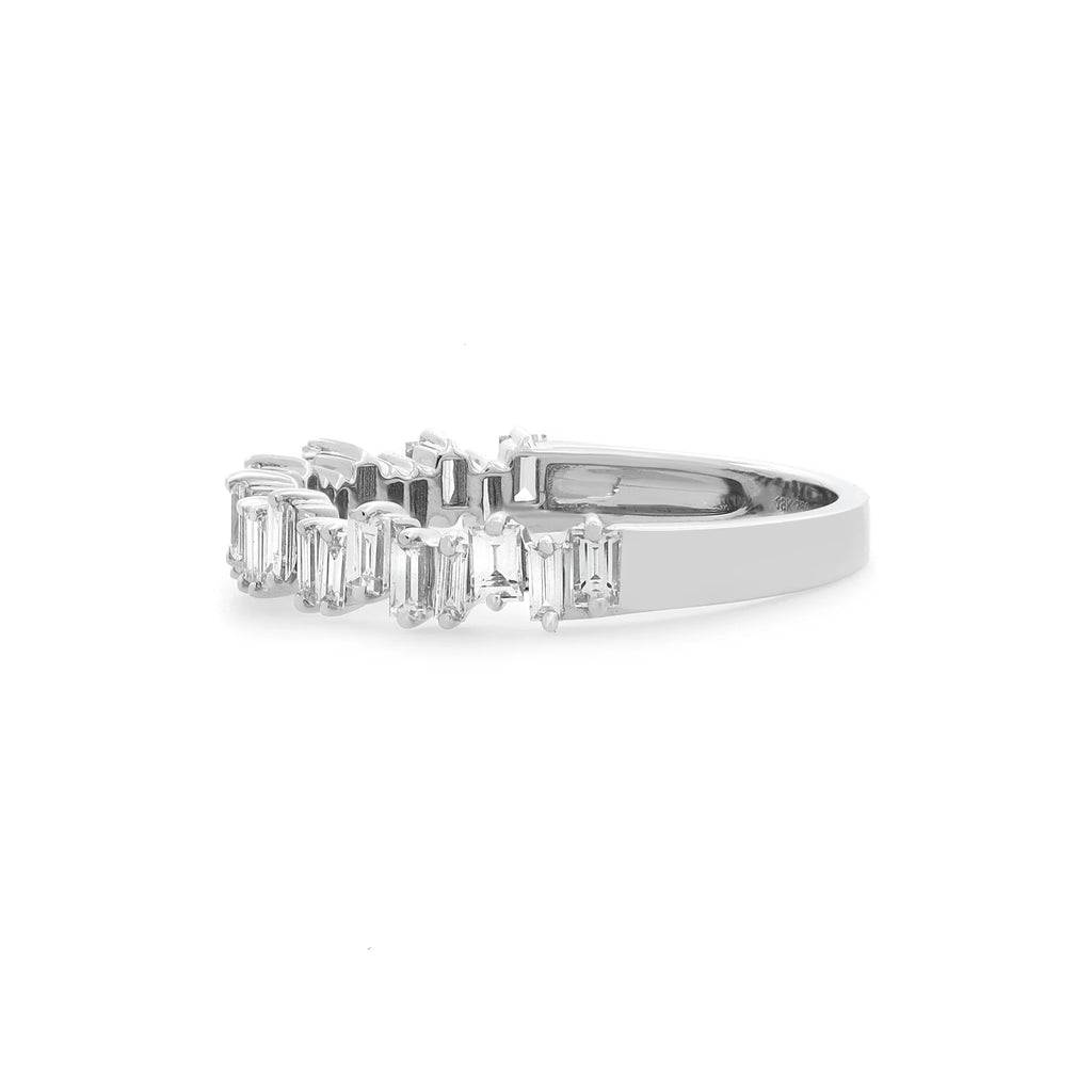 0.63Cttw Baguette Cut Diamond Ring 18K White Gold Size 6.5 T252