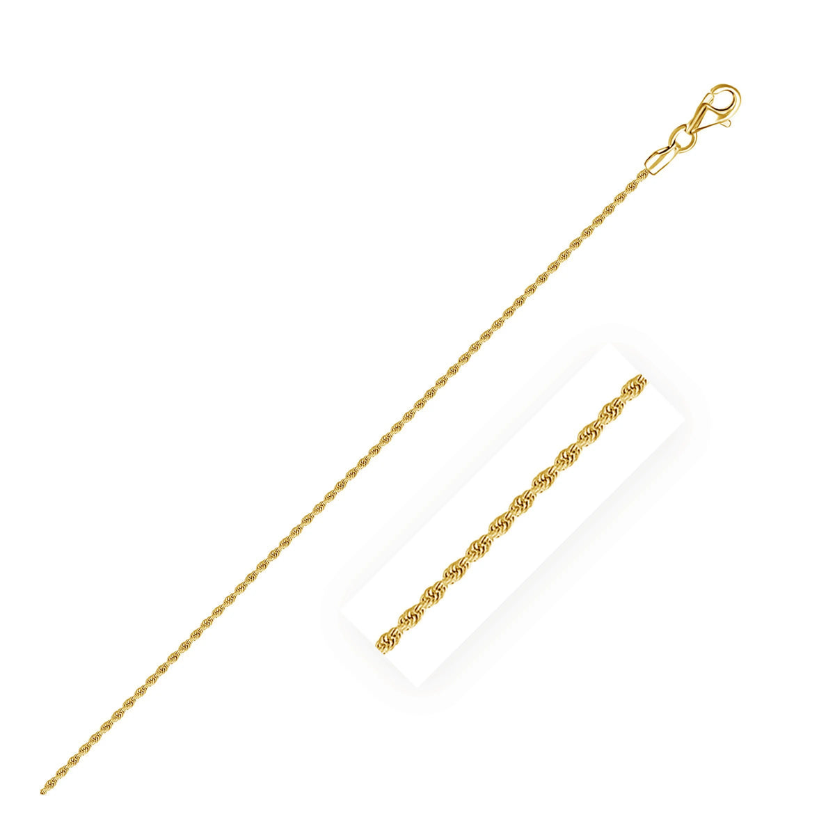 14K Yellow Gold Solid Diamond Cut Rope Chain 16'' A6983