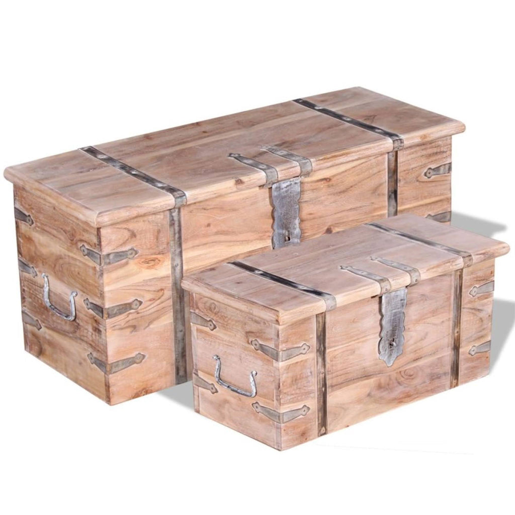 2 Piece Acacia Wood Storage Chest Set S86522