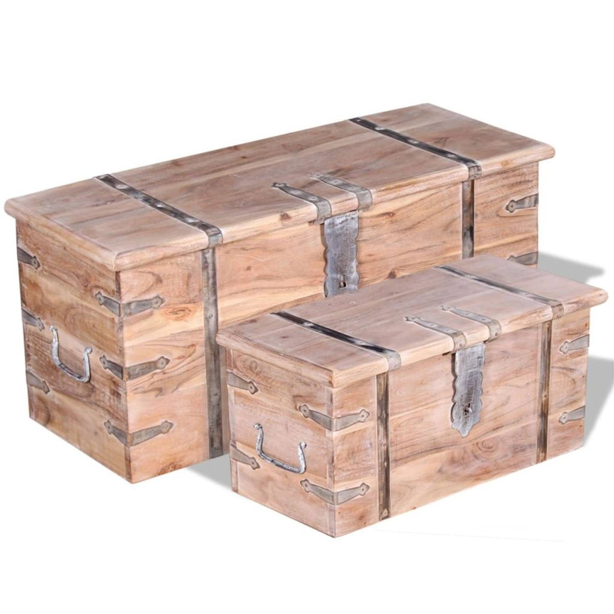 2 Piece Acacia Wood Storage Chest Set S86522