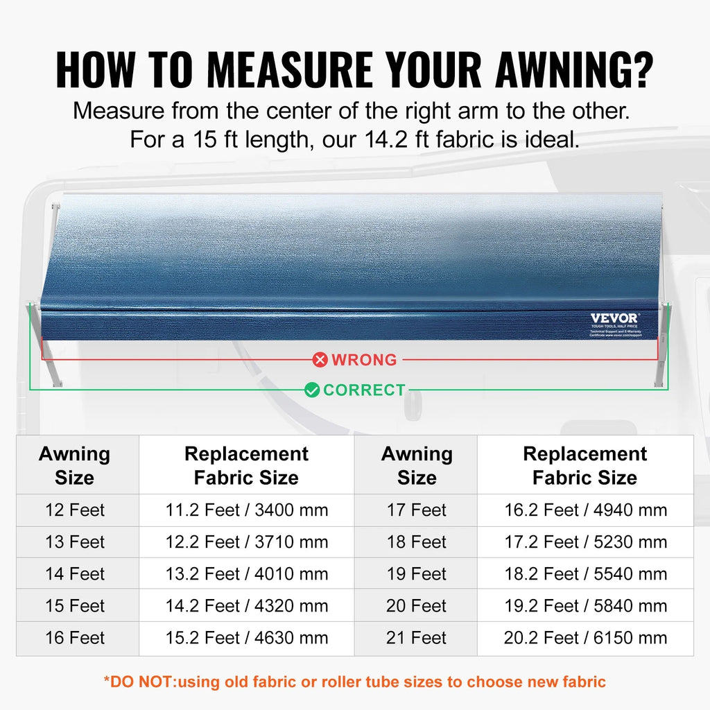15' RV Awning Fabric Replacement 16oz PVC Fabric Waterproof M929