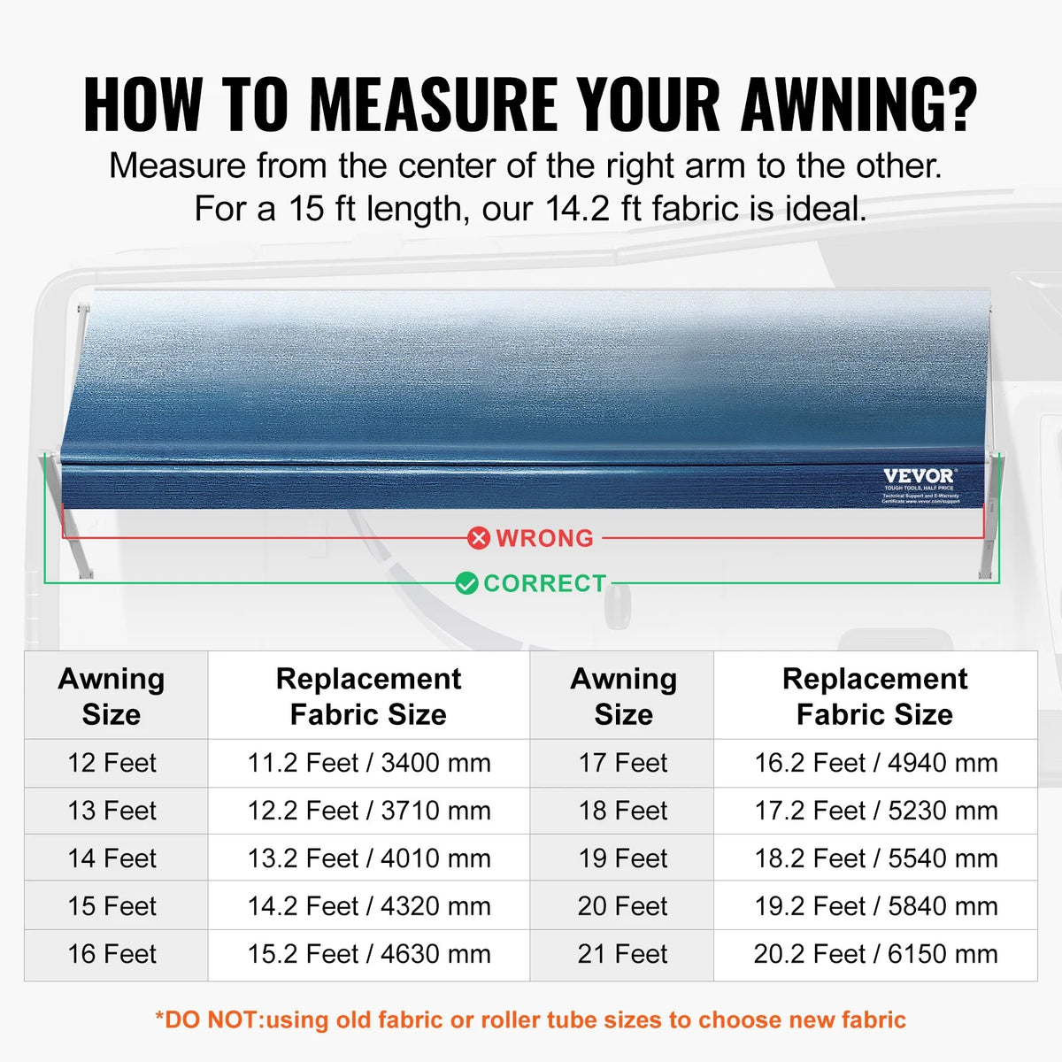 15' RV Awning Fabric Replacement 16oz PVC Fabric Waterproof M929