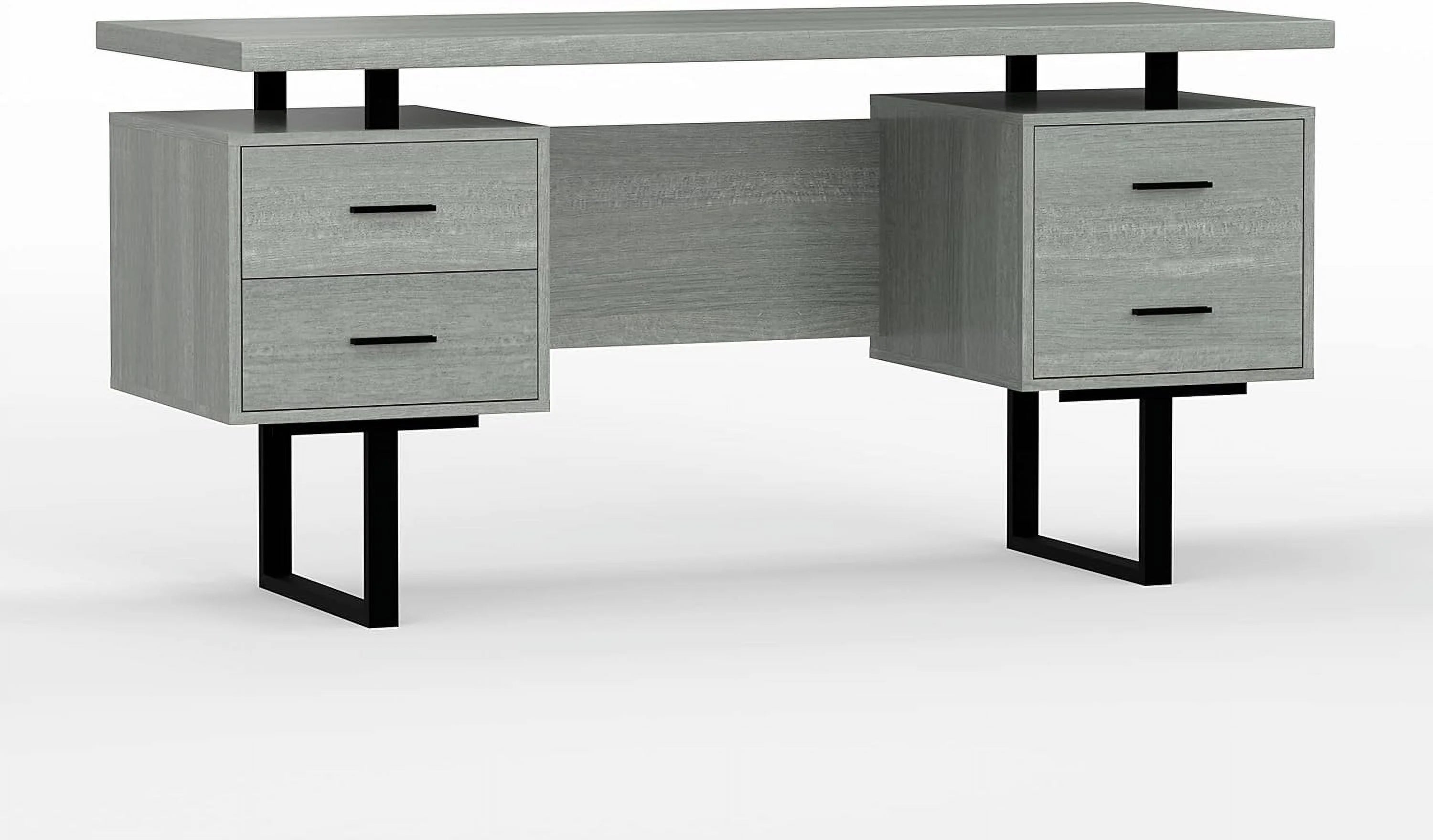 Grey Office Computer Desk with Black Metal E50697