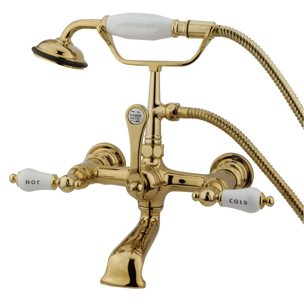 Vintage Satin Nickel Wall Mount Clawfoot Tub Filler with Hand Shower F94832