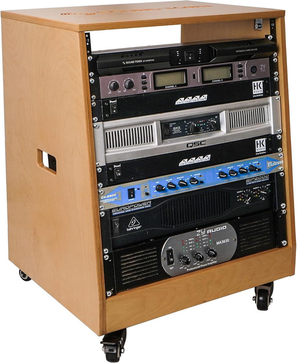 16U Plywood Studio Rack with Casters Y44580