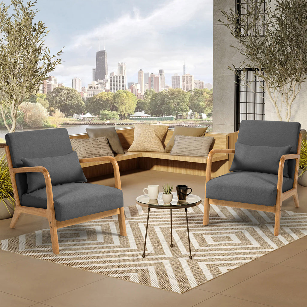 Dark Gray Single Seat Solid Wood Armrest Leisure Sofa O13799