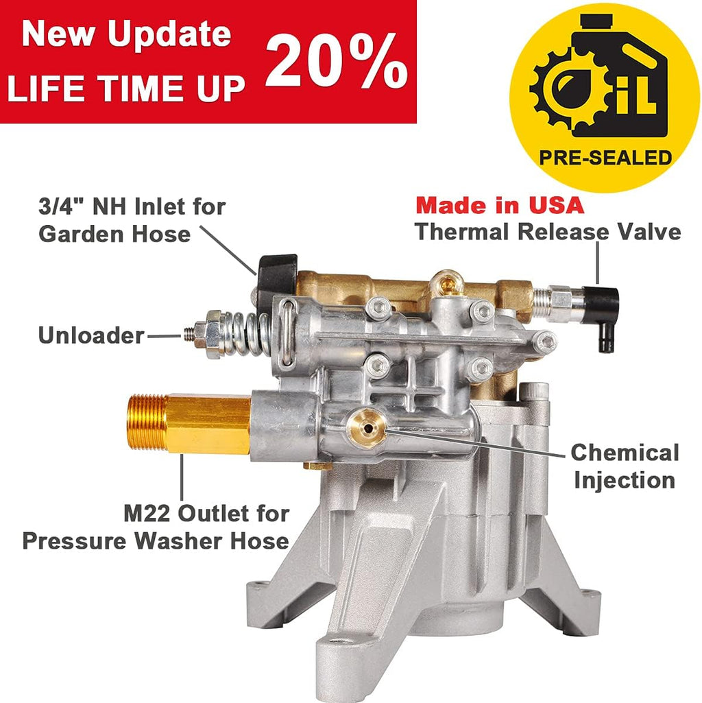 7/8 Shaft Vertical Pressure Washer Pump, Max 3200 PSI @ 2.5 GPM, Pack of 2 P48391