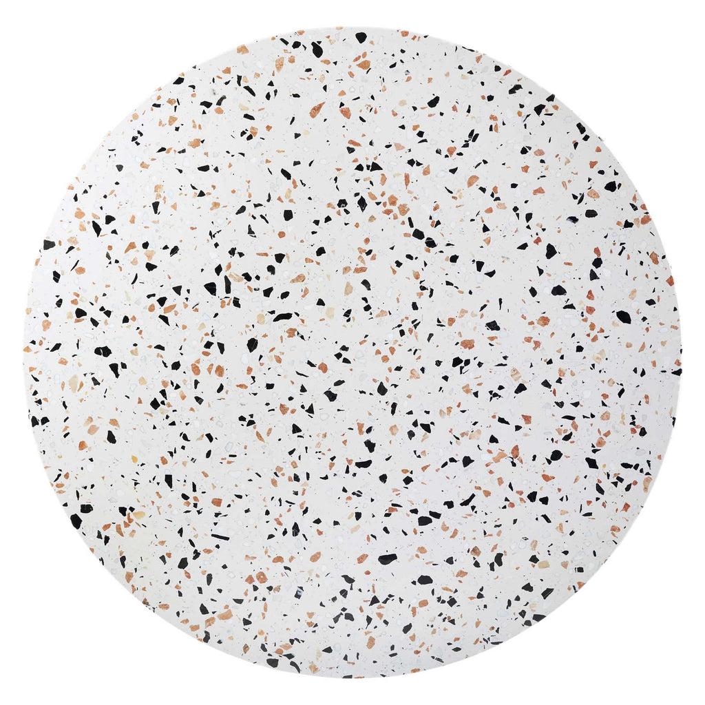 White Gold Round Wood Metal Dining Table Y255184