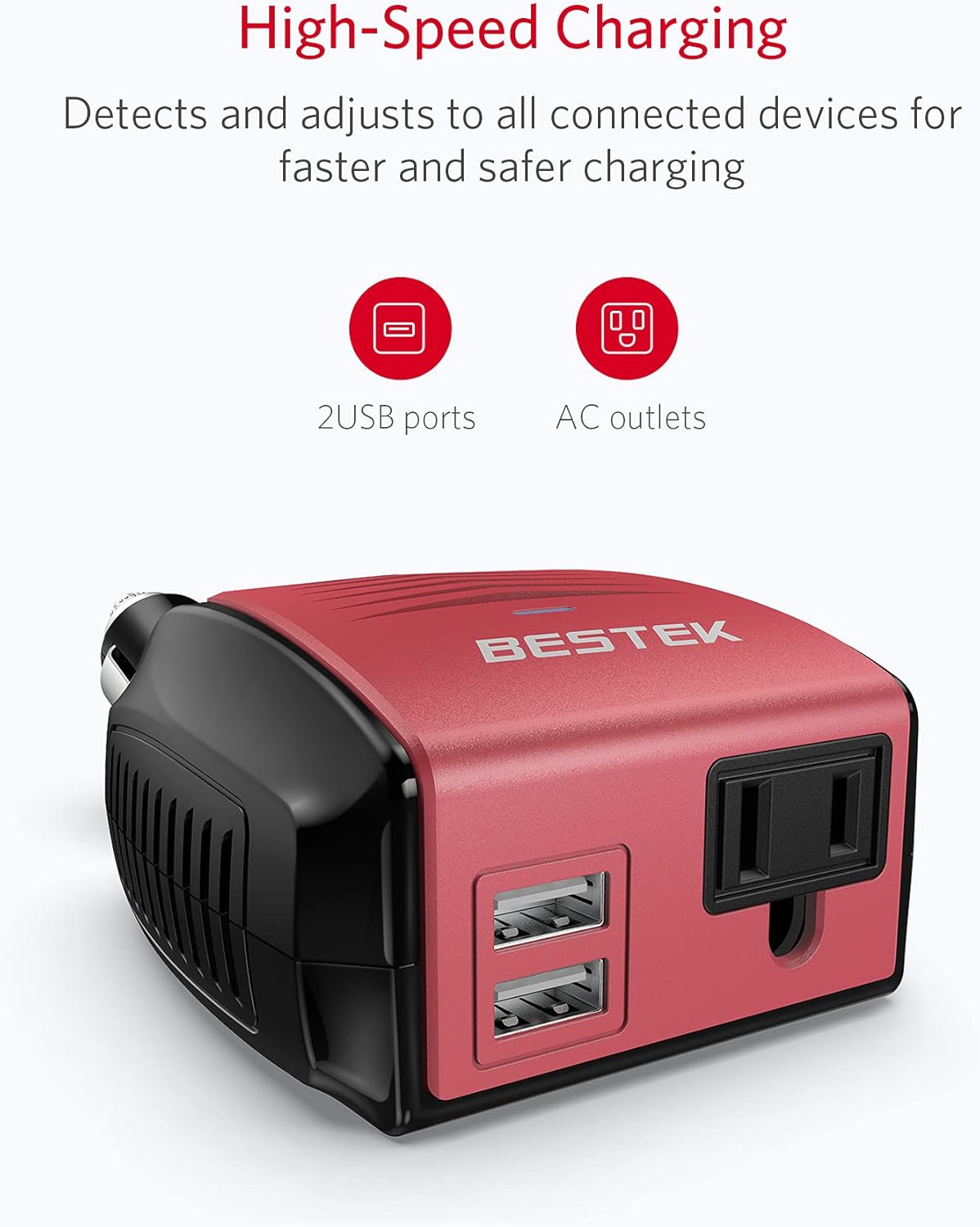 150W Portable Power Inverter with Dual USB Charging Ports, Car Adapter, Pack of 2 Y6908
