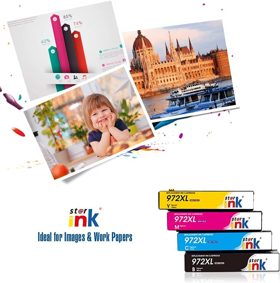 HP 972X 4-Pack Ink Cartridge Black Cyan Magenta Yellow F73132