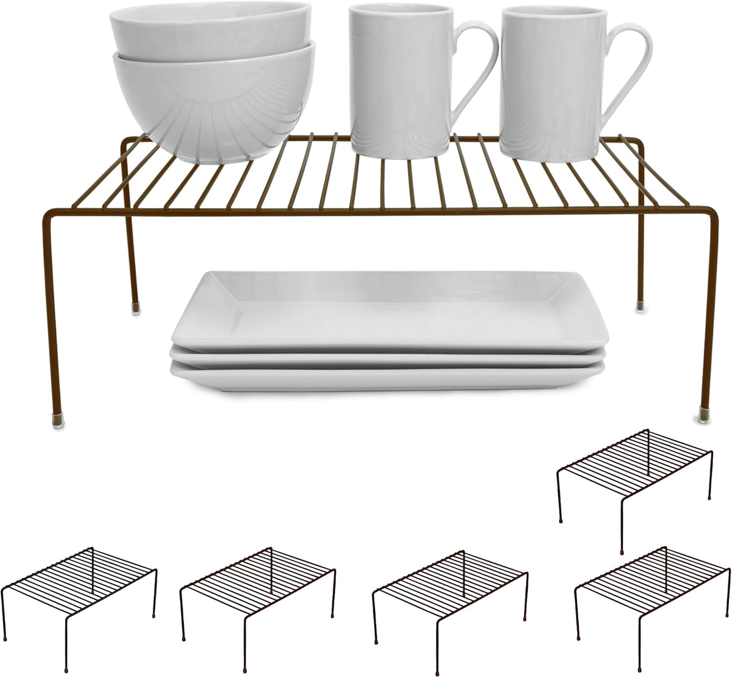 Charcoal Gray Steel Metal Wire Cabinet Storage Shelf Rack, Set of 6, Large H55885