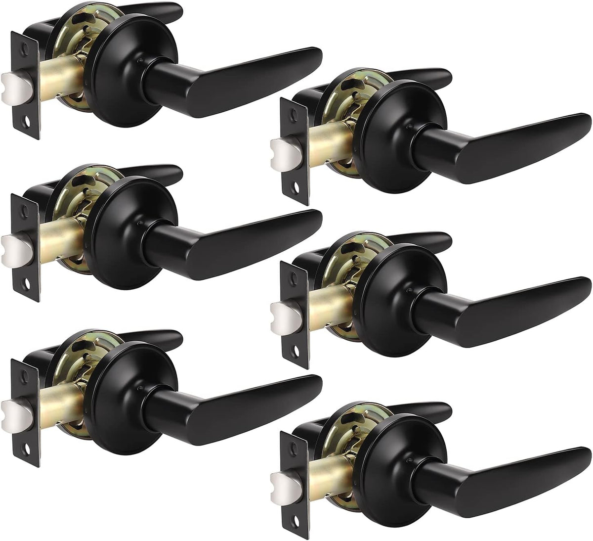 Matte Black 5 Pack Door Handle Lock Set with Double Keyed Deadbolt U3452