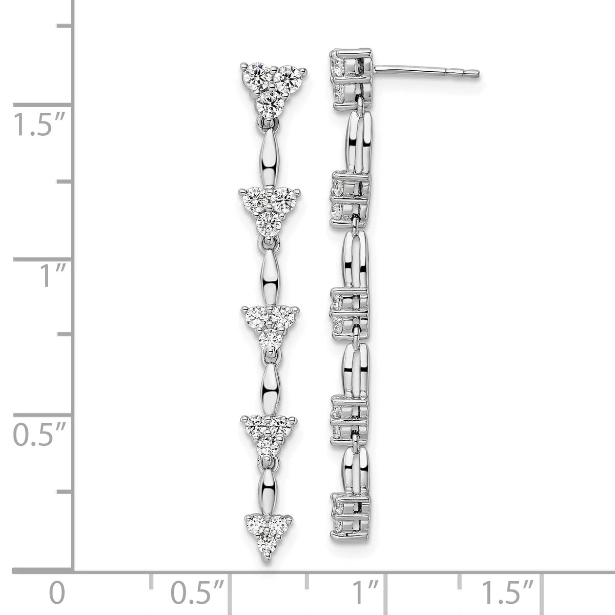 14 Karat White Gold Lab Grown Diamond Marquise Cluster Dangle Earrings L243