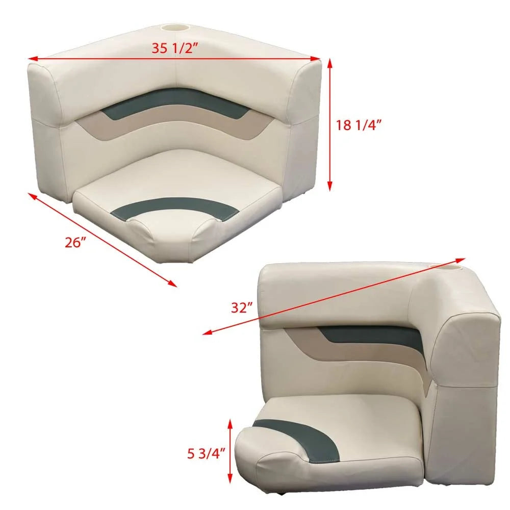 Gray Green Pontoon Boat Seat Corner Cushion N3473