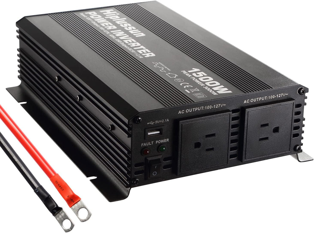 Power Inverter 1000 Watt 12v to 110v Modified Sine Wave with USB Port and Dual AC Outlets O45447