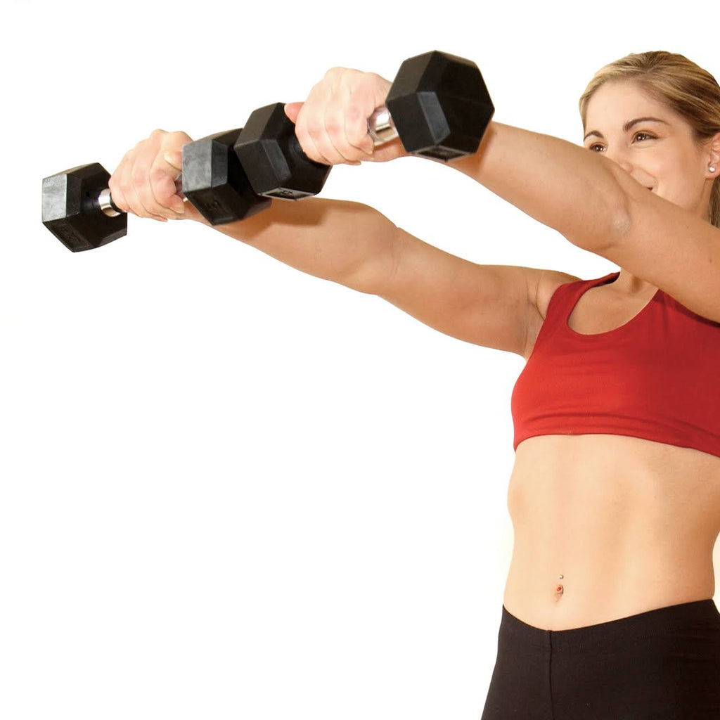 75 lbs Rubber Coated Hex Dumbbell V850901