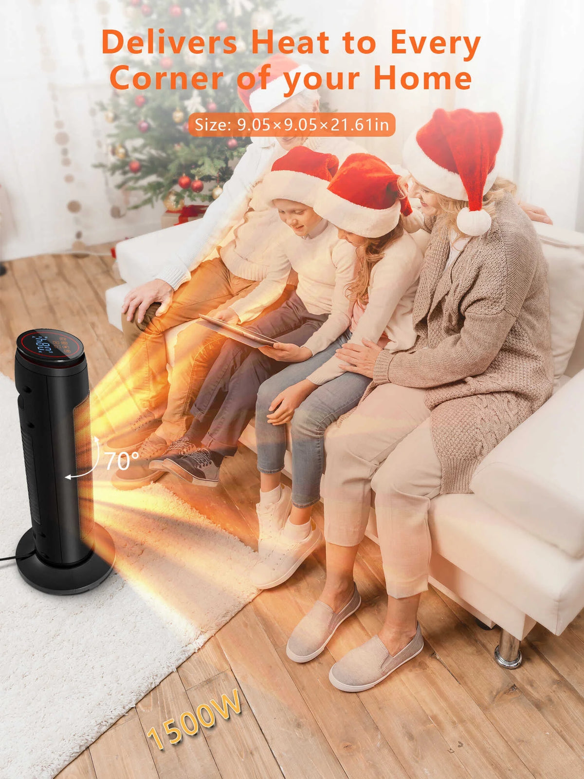 1500W Space Heater with Thermostat, Remote, 24H Timer P5414