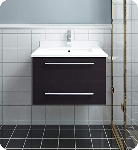 Espresso Wall Hung Bathroom Cabinet with Top and Undermount Sink A976