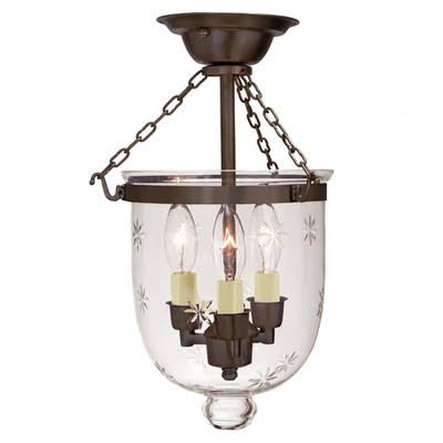 3-Light Semi Flush Mount with Star Glass B552