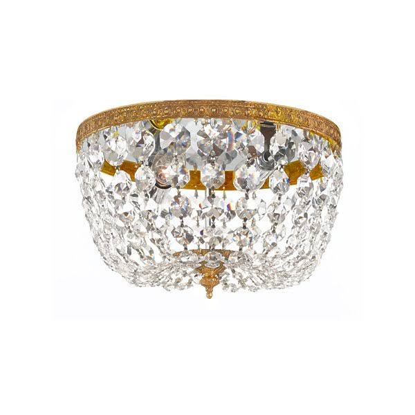 2 Light Flush Mount with Olde Brass Clear Spectra Crystal Cast 8 inch 120 Watts K45984