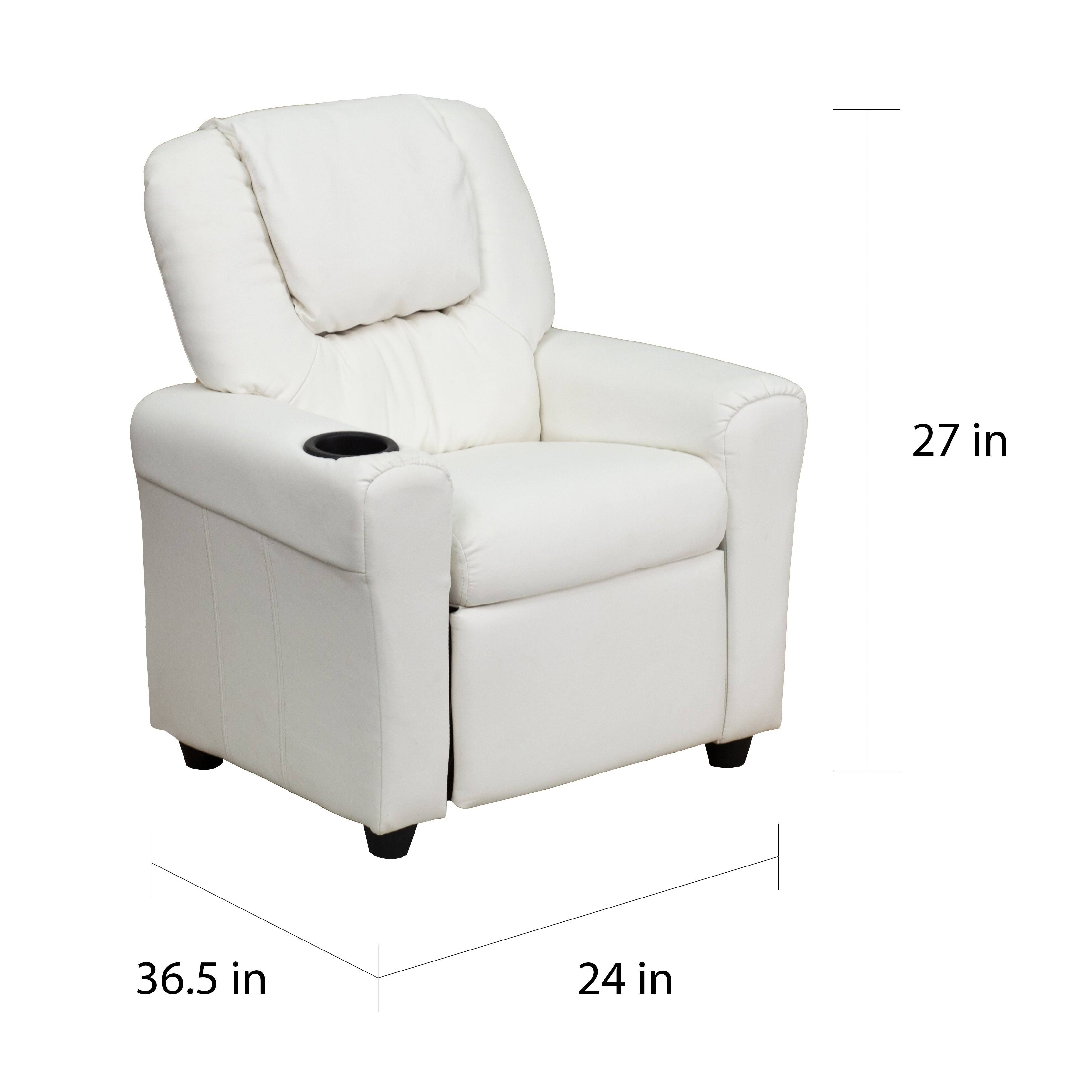 Orange Vinyl Kids Recliner with Cup Holder and Headrest C476