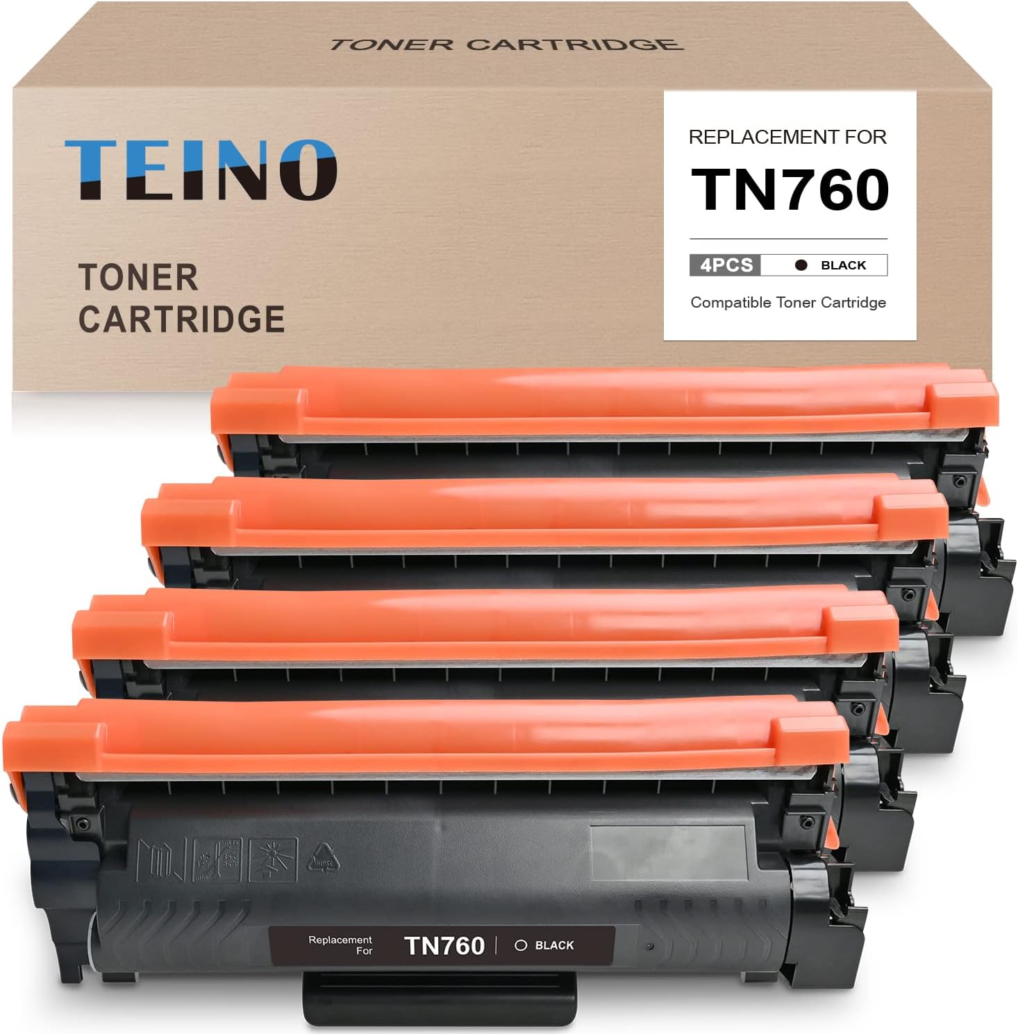 Compatible Toner Cartridge Replacement for Brother TN760 TN730 (Black, 4 Pack) A7469