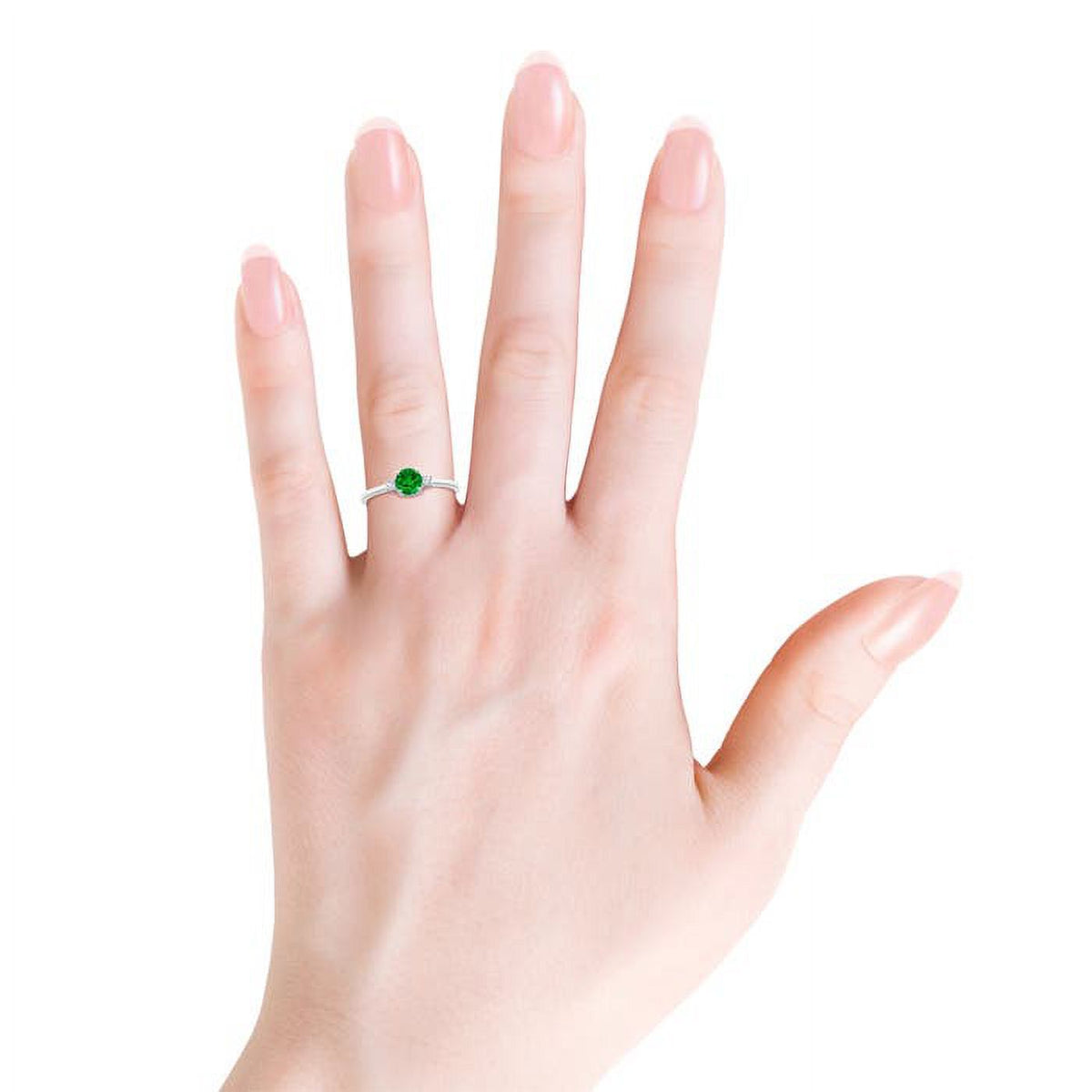 Natural Emerald & Diamond Classic Ring in Platinum Y67603