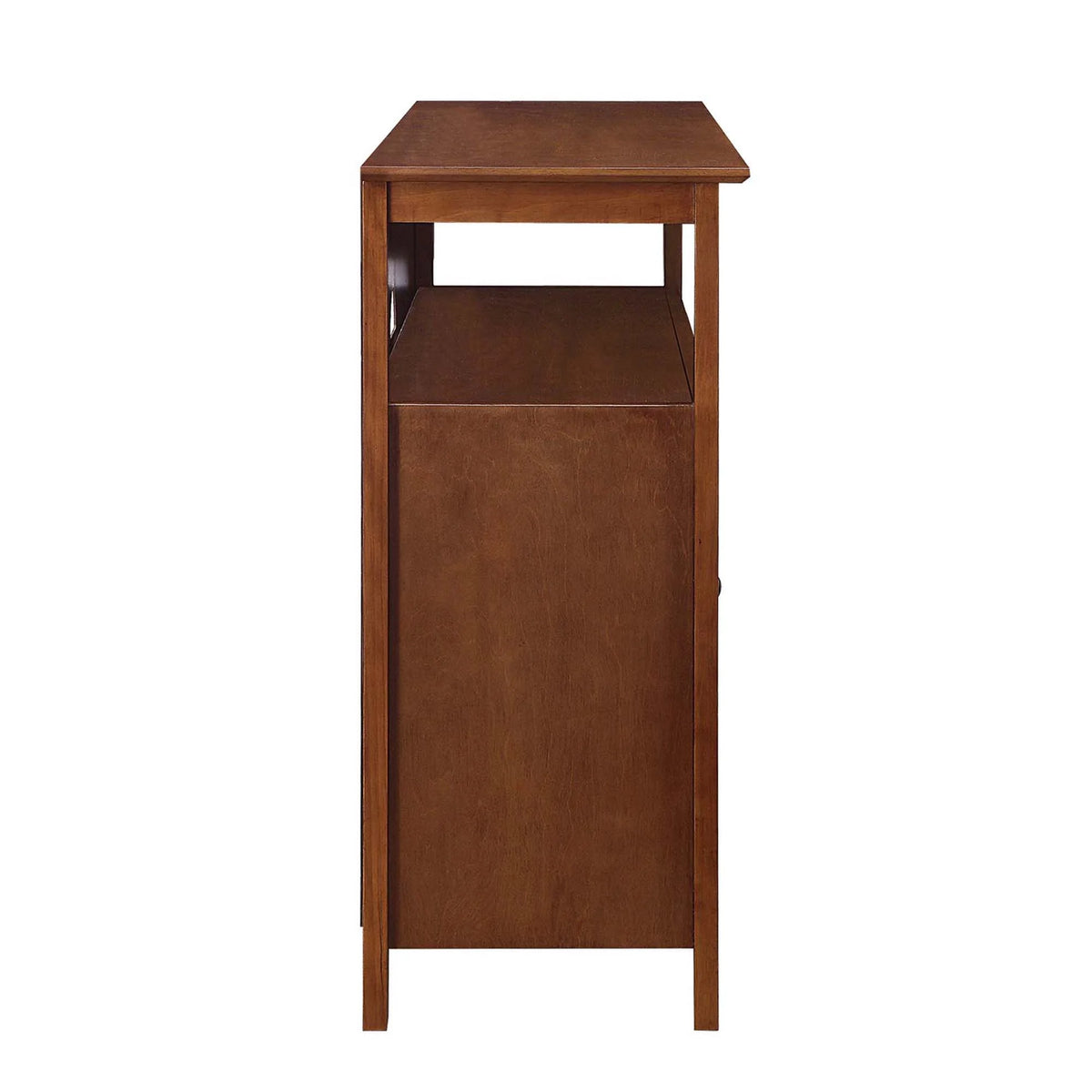 Dark Walnut TV Stand with Storage Cabinets and Shelf T4562