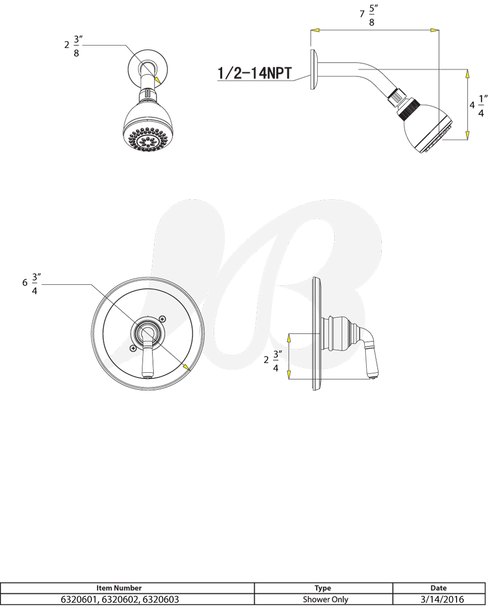 Brass Shower Trim Satin Nickel D7642