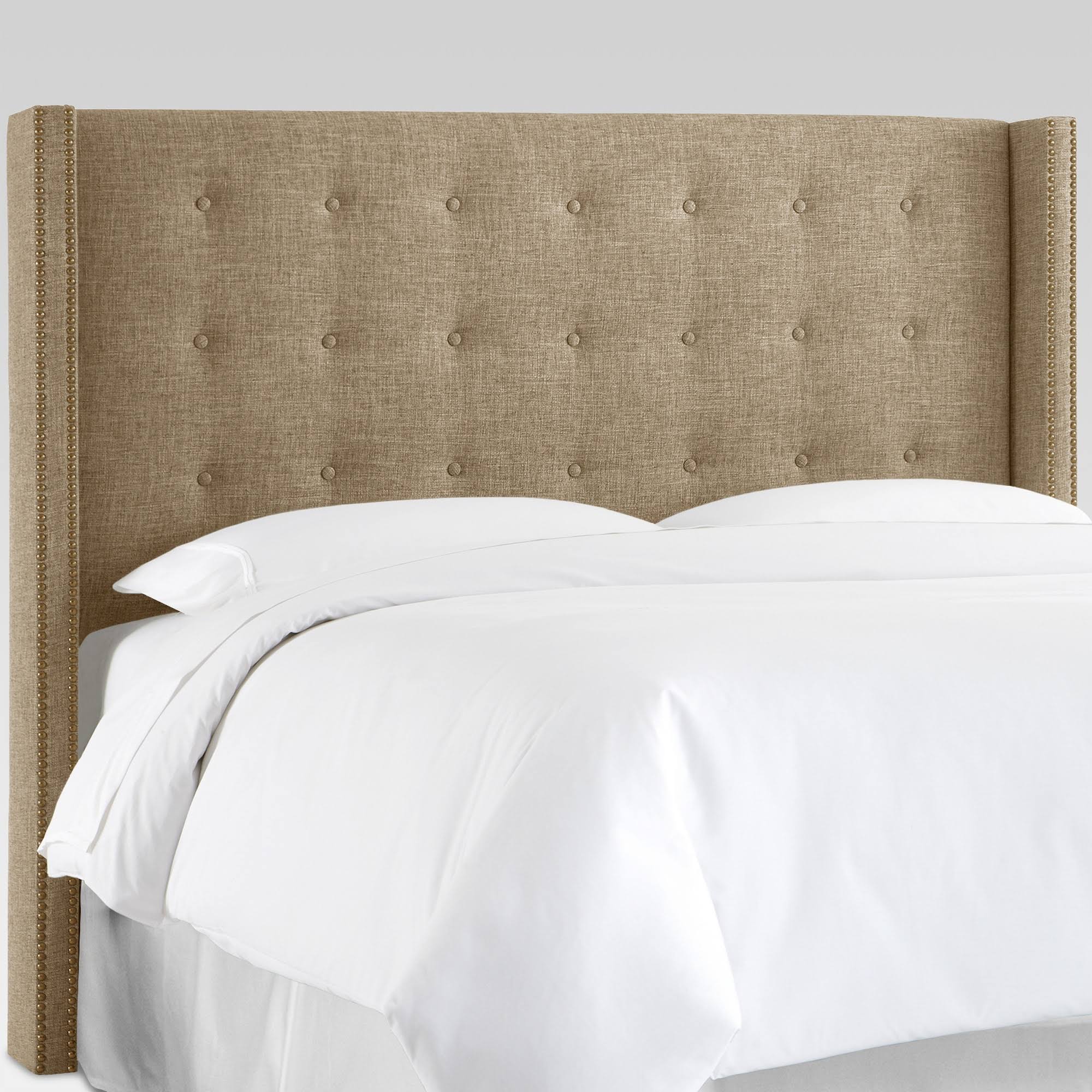 Nail Button Tufted Wingback Headboard California King Cobblestone Q264848