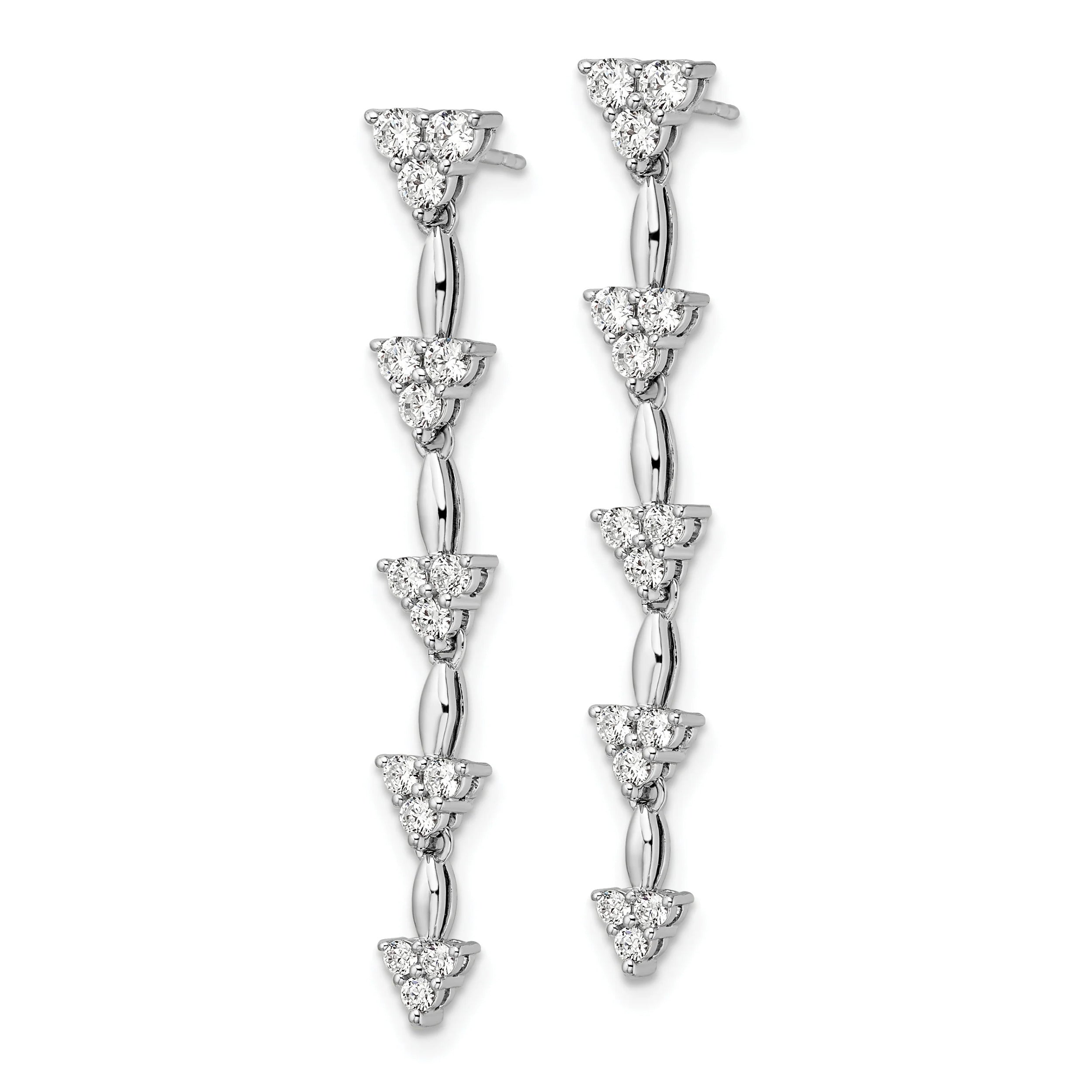 14 Karat White Gold Lab Grown Diamond Marquise Cluster Dangle Earrings L243