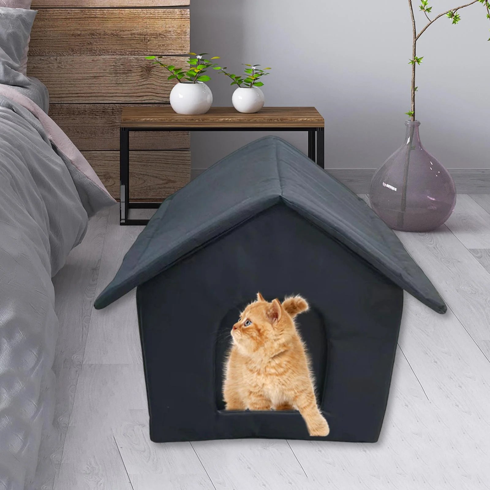 Waterproof Outdoor Cat House Tent Shelter for Winter 40cmx35cmx40cm U39978