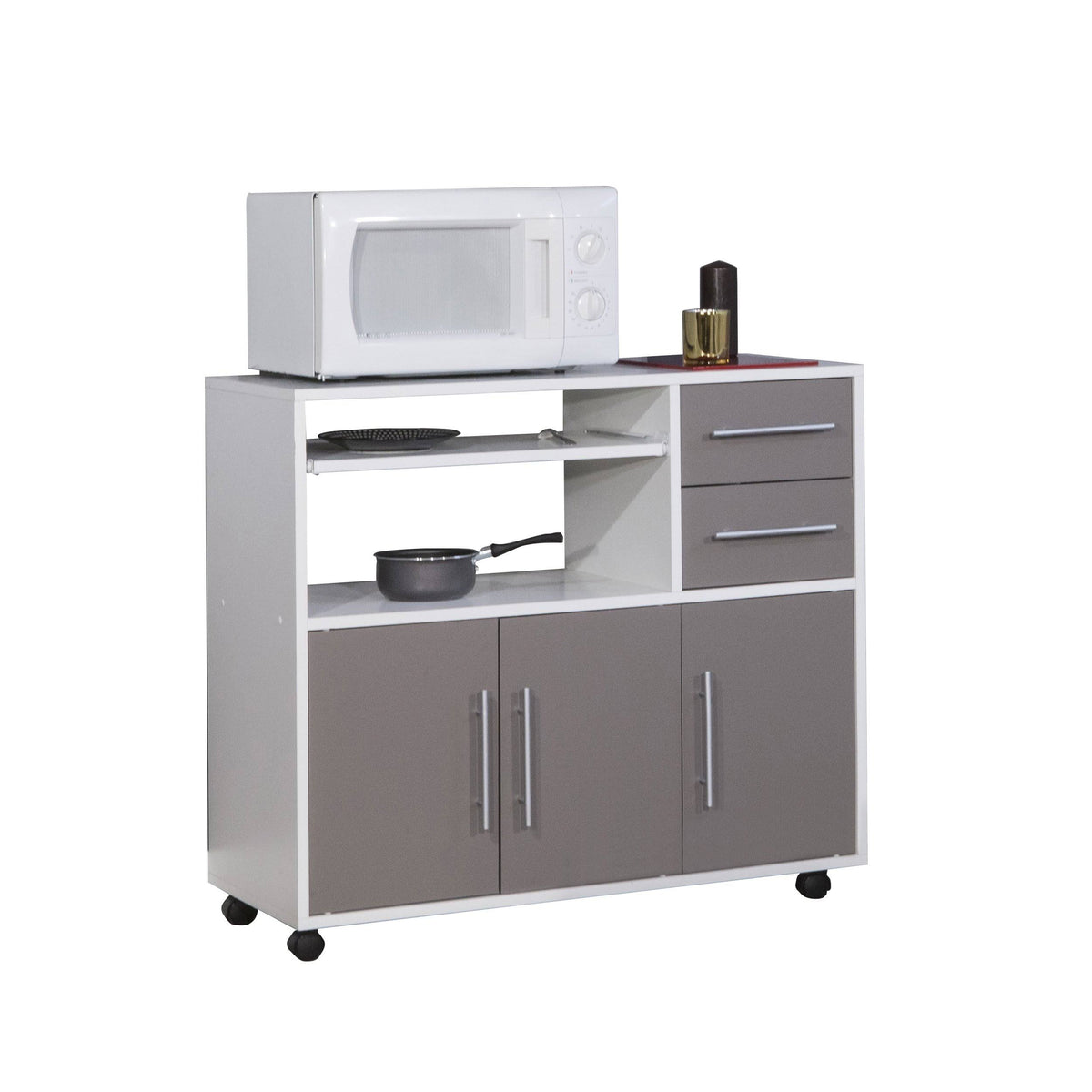 White / Taupe Microwave Cart U7528