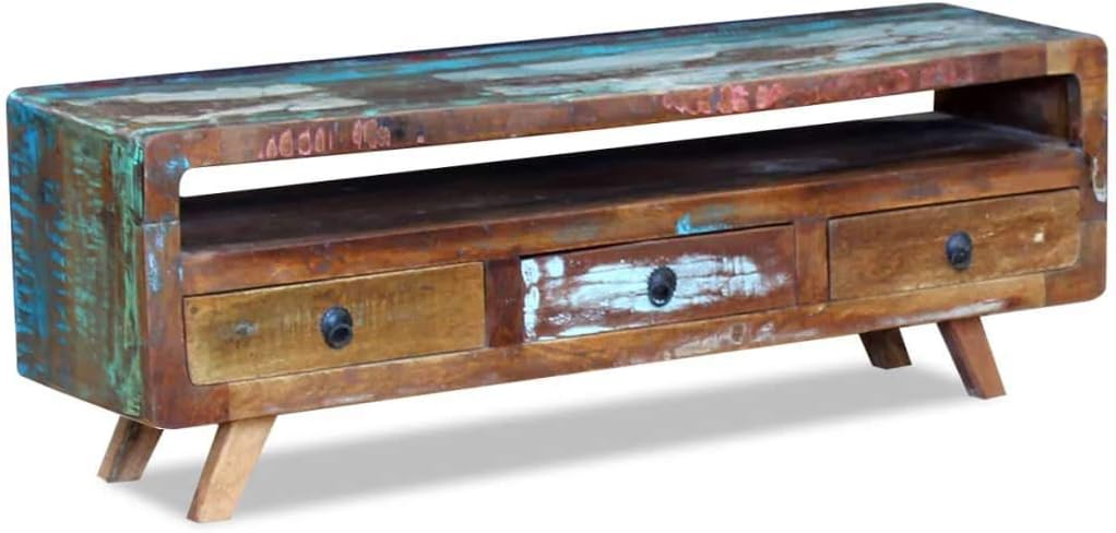 TV Cabinet with 3 Drawers Solid Reclaimed Wood M7050