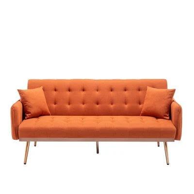 Orange Velvet Flared Arm Loveseat D905