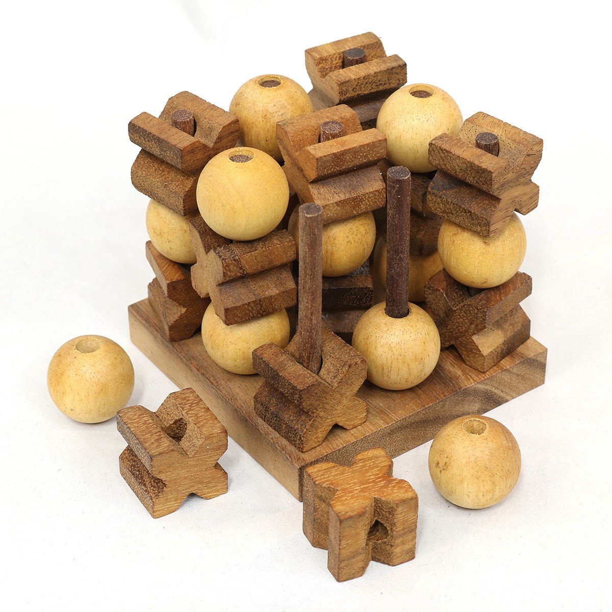 Wooden 3D Tic Tac Toe Game with Gift Box C311401