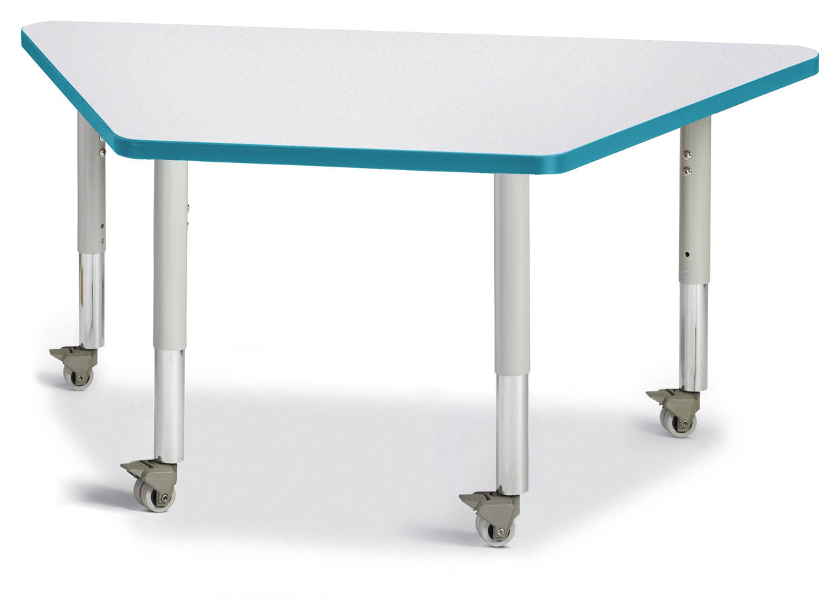 Trapezoid Activity Tables Gray and Teal - 24 x 48 in. W883172