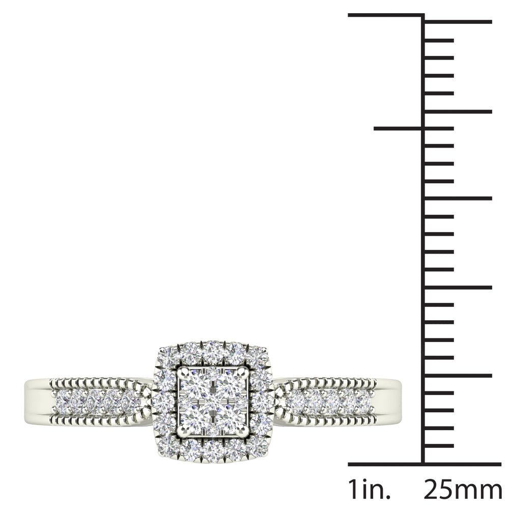 10K White Gold Diamond Square Frame Engagement Ring P69237