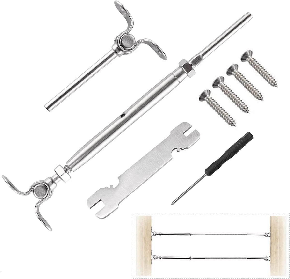25 Pairs T316 Stainless Steel 180° Adjustable Angle Cable Railing Hardware Kit Z541892