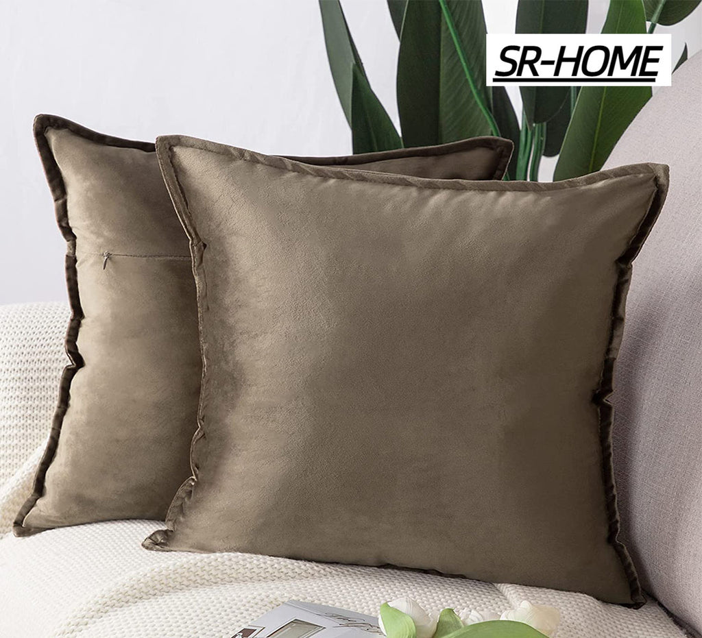 Set of 2 Velvet Decorative Throw Pillow Covers with Fringe Cushion Case I5868