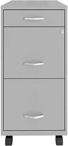 White 3 Drawer Metal Mobile File Cabinet with Lock X439789