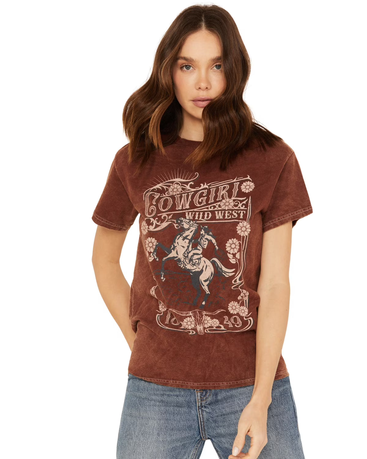 Brown Cowgirl Graphic Tee V372288