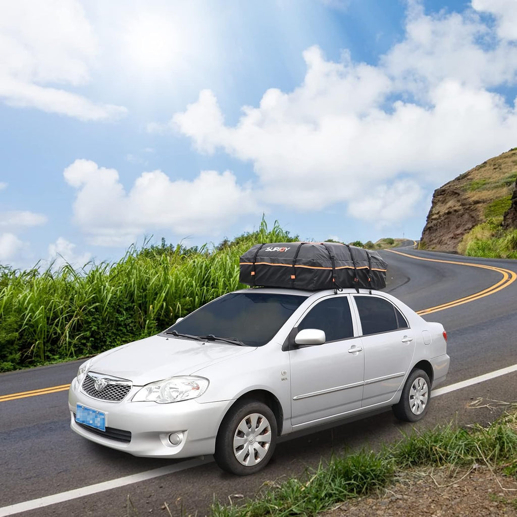 20 Cubic Feet Waterproof Soft Shell Rooftop Cargo Carrier with Reflective Strip and Anti-Slip Mat Q3295