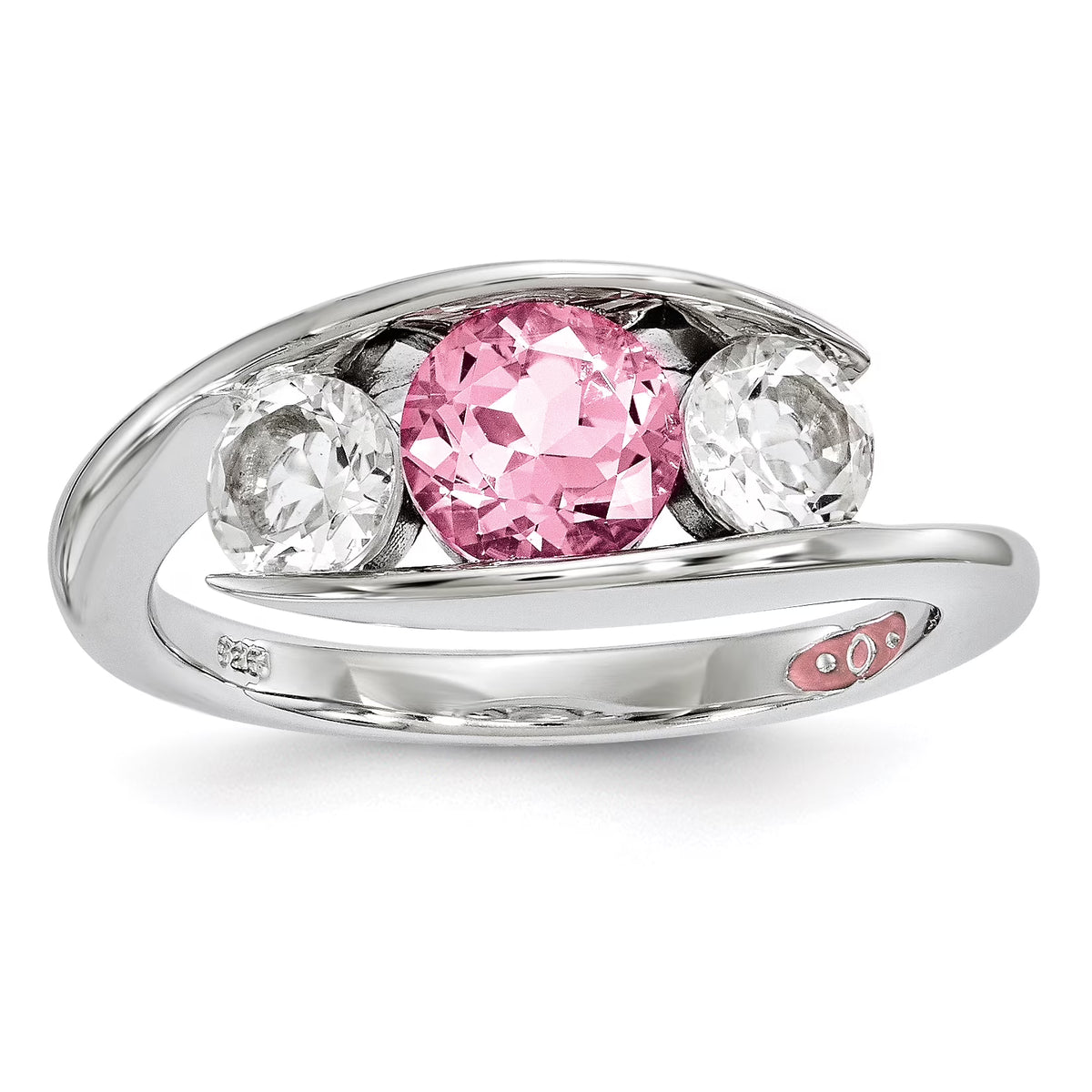 Clear/Pink Swarovski Topaz Ring Size 6 Z463056