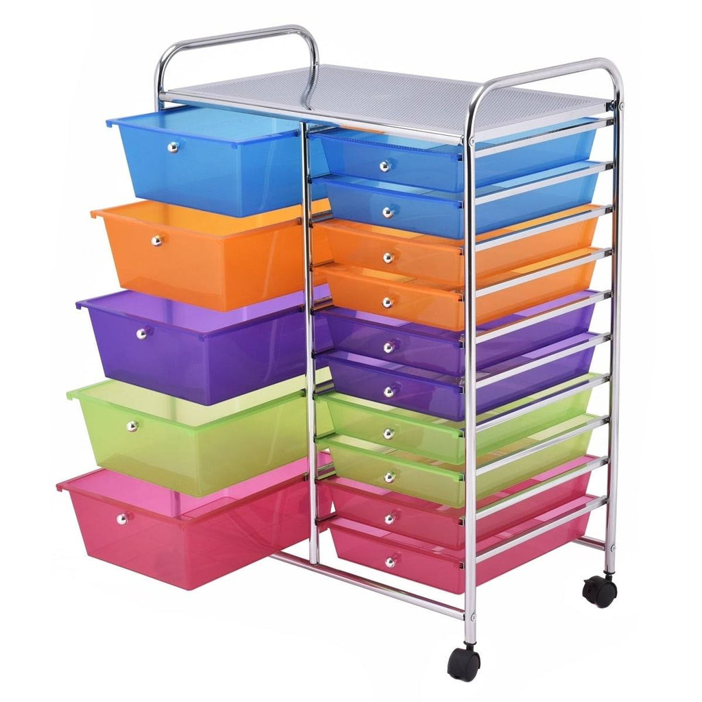 Blue 15-Drawer Rolling Utility Cart with Wheels Z944