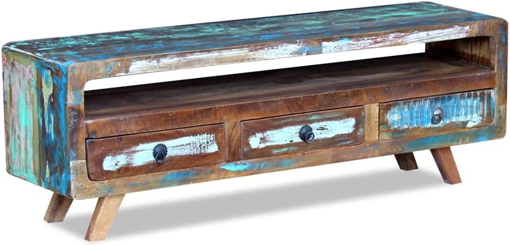 TV Cabinet with 3 Drawers Solid Reclaimed Wood M7050